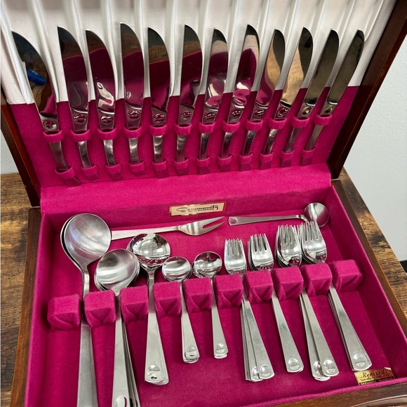 Vintage 64pc Rosenthal Plus Stainless Steel Flatware Set - Picture 4 of 13